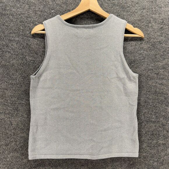 Petite Sophisticate Blouse Women S Small Gray Rhinestone Sleeveless Wide Strap - Picture 2 of 7